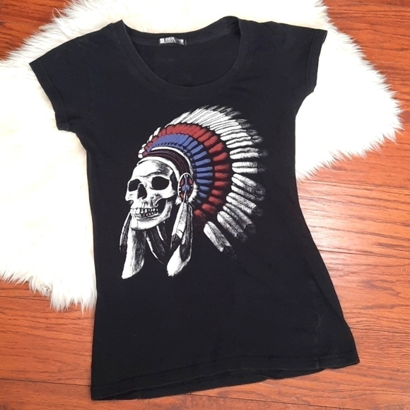 Fatal Clothing Tops - Fatal Clothing Crew Skull Fitted Tshirt